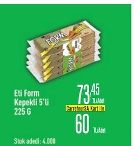Eti Form Kepekli 5'Li 225 G