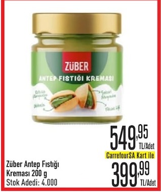Züber Antep Fıstığı Kreması 200 G