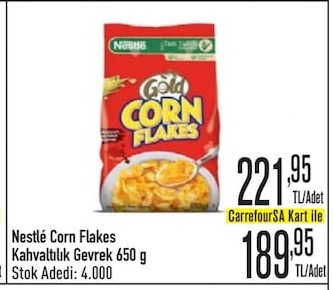Nestlé Gold Corn Flakes Kahvaltilik Gevrek 650 G