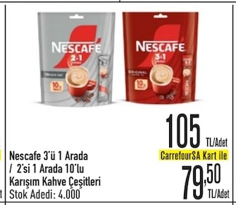 Nescafe 3'Ü 1 Arada / 2'Si 1 Arada 10'Lu Karışım Kahve Çeşitleri