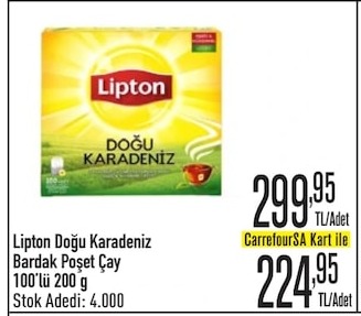 Lipton Doğu Karadeniz Bardak Poşet Çay 100'Lü 200G