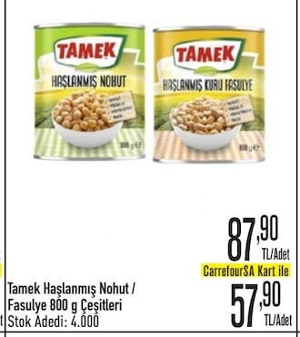 Tamek Haşlanmış Nohut / Fasulye 800 G Çeşitleri