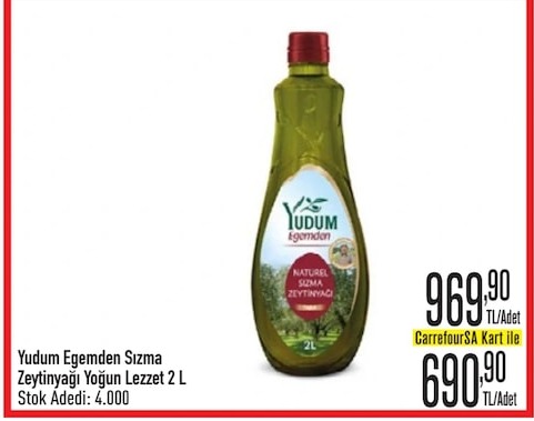 Yudum Egemden Sızma Zeytinyağı Yoğun Lezzet 2 L