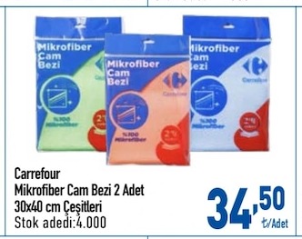 Carrefour Mikrofiber Cam Bezi 2 Adet 30X40Cm Çeşitleri