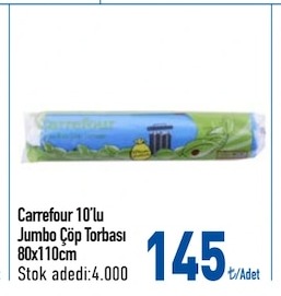 Carrefour 10'Lu Jumbo Çöp Torbası 80X110Cm
