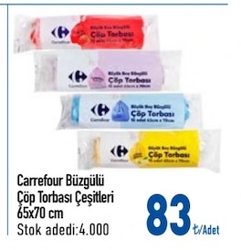 Carrefour Büzgülü Çöp Torbası Çeşitleri 65X70 Cm