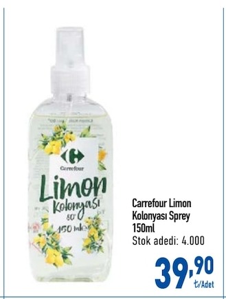 Carrefour Limon Kolonyası Sprey 150Ml