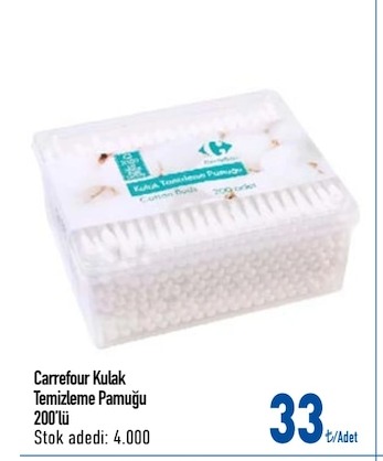 Carrefour Kulak Temizleme Pamuğu 200'Lü