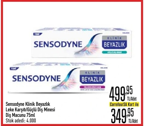 Sensodyne Klinik Beyazlık Leke Karşıtı/Güçlü Diş Minesi Diş Macunu 75Ml