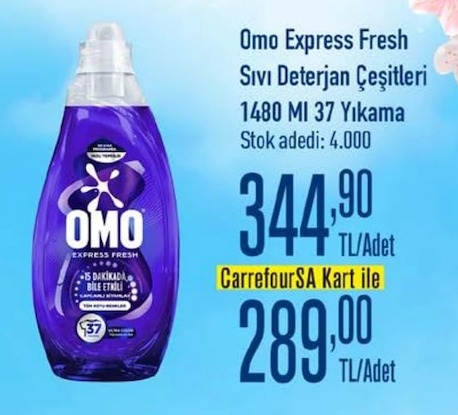Omo Express Fresh Sıvı Deterjan Çeşitleri 1480 Ml 37 Yıkama