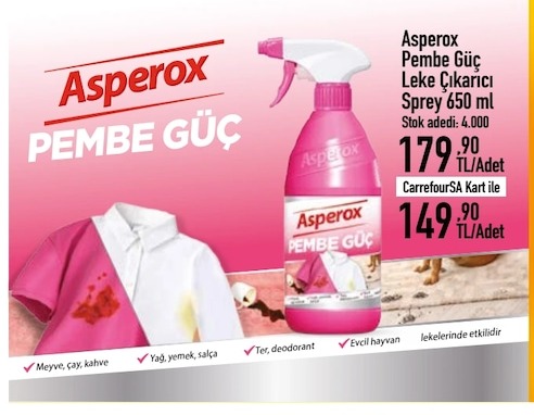 Asperox Pembe Güç Leke Çıkarıcı Sprey 650 Ml