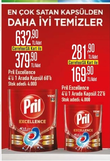 Pril Excellence 4'Ü 1 Arada Kapsül 60'Lı