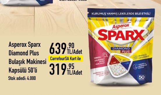 Asperox Sparx Diamond Plus Bulaşık Makinesi Kapsülü 50'Li