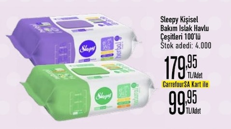 Sleepy Kişisel Bakım Islak Havlu Çeşitleri 100'Lü