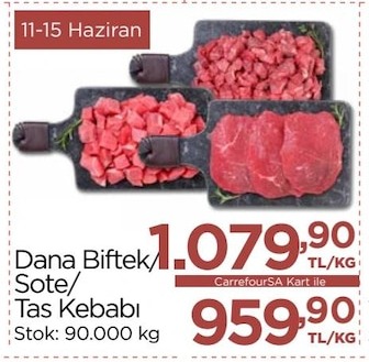 Dana Biftek/ Sote/ Taş Kebabı 1 Kg
