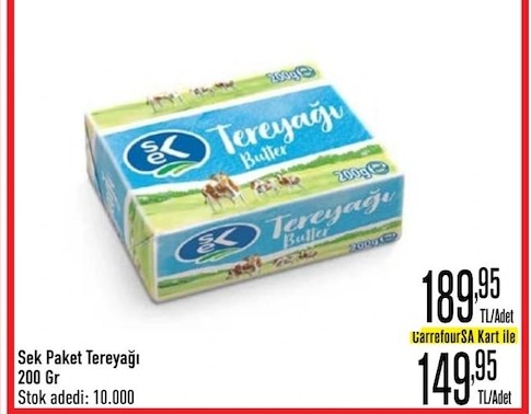 Sek Paket Tereyağı 200 Gr