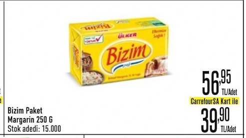 Bizim Paket Margarin 250 G
