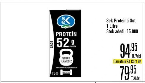 Sek Proteinli Süt 1 Litre