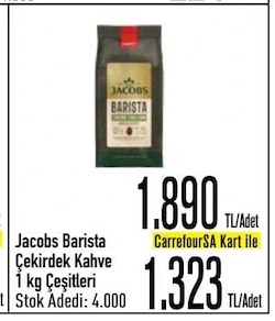 Jacobs Barista Cekirdek Kahve 1 Kg Cesitleri