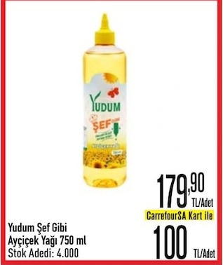 Yudum Şef Gibi Ayçiçek Yağı 750 Ml