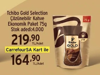 Tchibo Gold Selection Çözünebilir Kahve Ekonomik Paket 75G