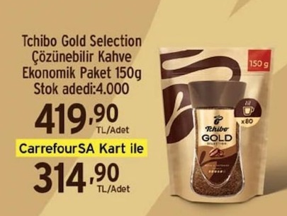 Tchibo Gold Selection Çözünebilir Kahve Ekonomik Paket 150G