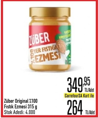 Züber Original %100 Fıstık Ezmesi 315 G