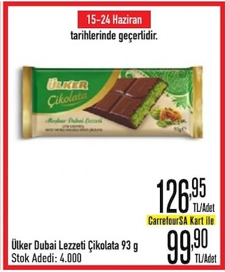Ülker Dubai Lezzeti Çikolata 93 G