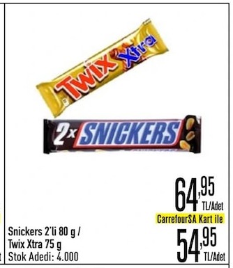 Snickers 2'Li 80 G / Twix Xtra 75 G