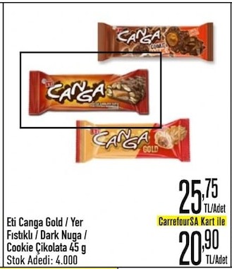 Eti Canga Gold / Yer Fıstıklı Dark Nuga / Cookie Çikolata 45 G