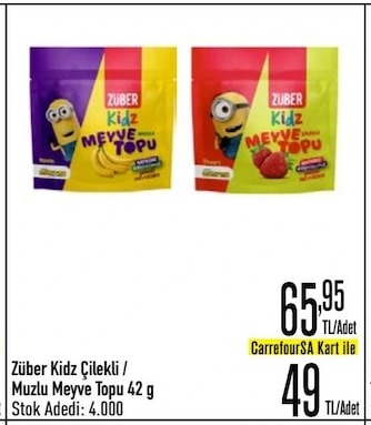Züber Kidz Çilekli / Muzlu Meyve Topu 42G