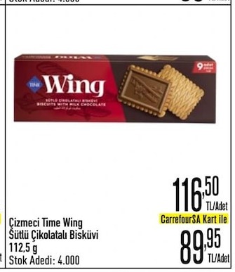 Çizmeçi Time Wing Sütlü Çikolatalı Bisküvi 112,5G