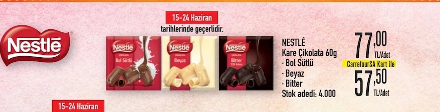 Nestlé Kare Çikolata 60G Bol Sütlü