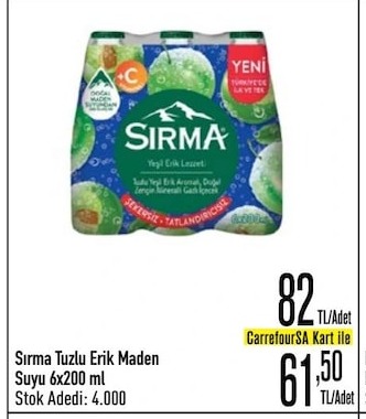 Sırma Tuzlu Erik Maden Suyu 6X200Ml