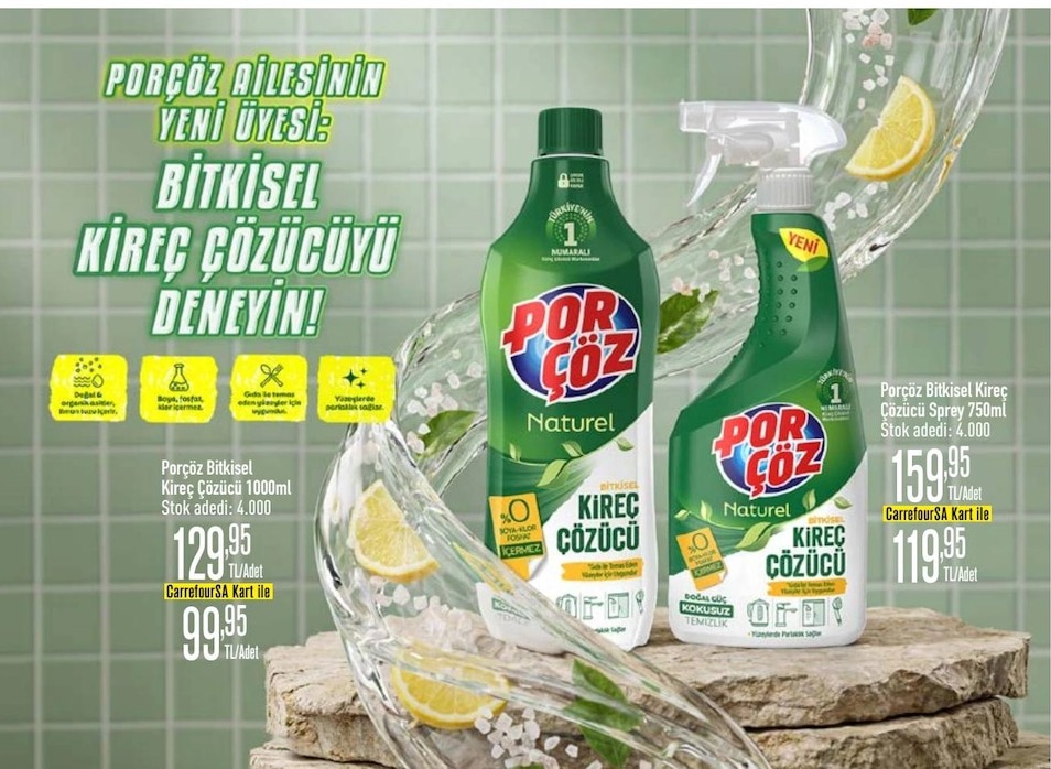 Porçöz Bitkisel Kireç Çözücü Sprey 750Ml