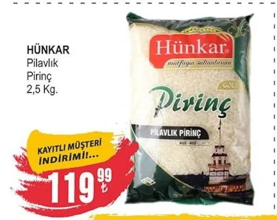 Hünkar Pilavlık Pirinç 2,5 Kg