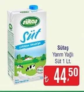 Sütaş Yarım Yağlı Süt 1 Lt