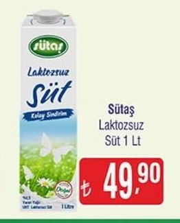 Sütaş Laktozsuz Süt 1 Lt