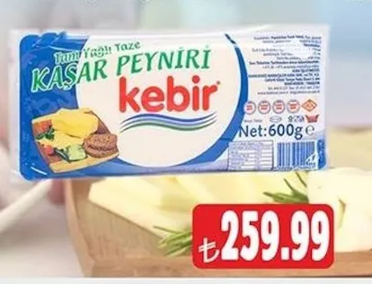 Kebir Tam Yağlı Taze Kaşar Peyniri 600Ge
