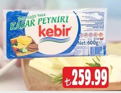 Kebir Tam Yağlı Taze Kaşar Peyniri 600Ge