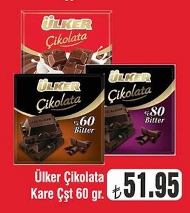 Ülker Çikolata Kare Çşt 60 Gr.