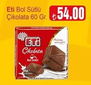 Eti Bol Sütlü Çikolata 60 Gr