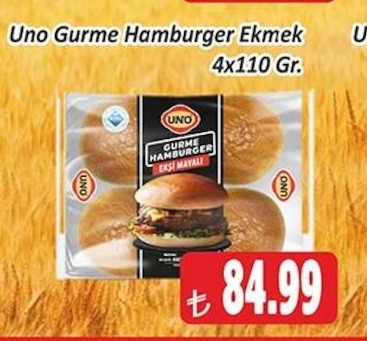 Uno Gurme Hamburger Ekmek 4X110 Gr.