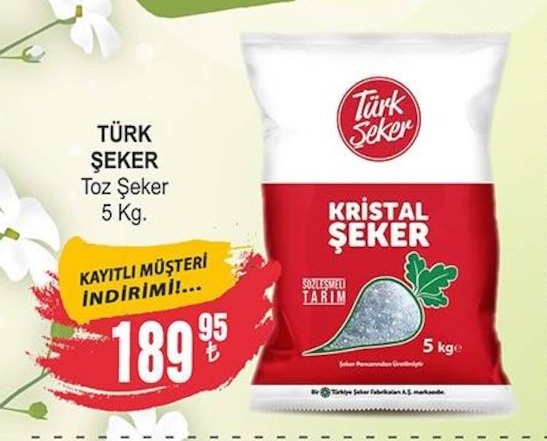 Türk Şeker Toz Şeker 5 Kg