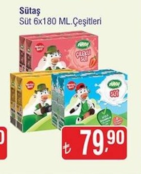 Sütaş Süt 6X180 Ml. Çeşitleri