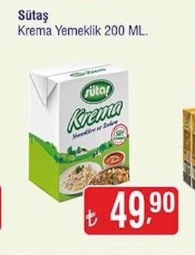 Sütaş Krema Yemeklik 200 Ml.