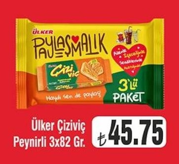 Ülker Çiziviç Peynirli 3X82 Gr.