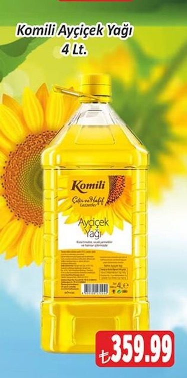 Komili Ayçiçek Yağı 4 Lt