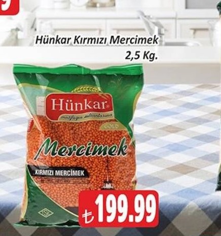 Hünkar Kırmızı Mercimek 2,5 Kg.