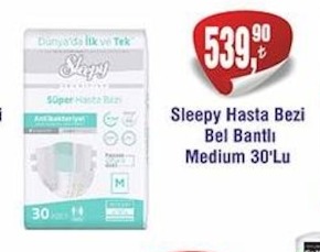 Sleepy Hasta Bezi Bel Bantlı Medium 30'Lu